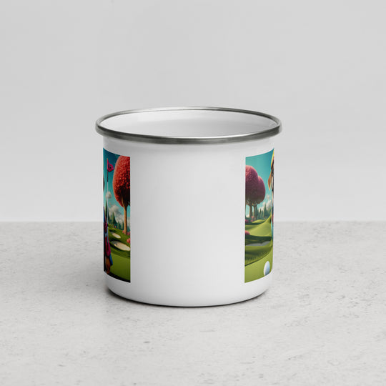 Puggle Golfer- Enamel Mug v8