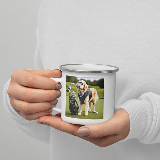 Golden Retriever Golfer- Enamel Mug V3