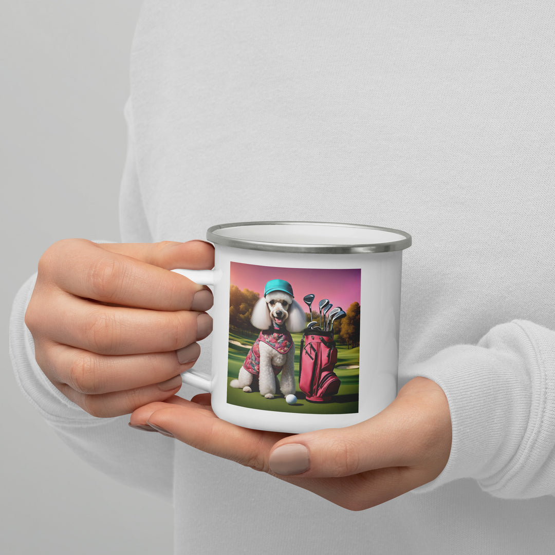 Poodle Golfer- Enamel Mug v2