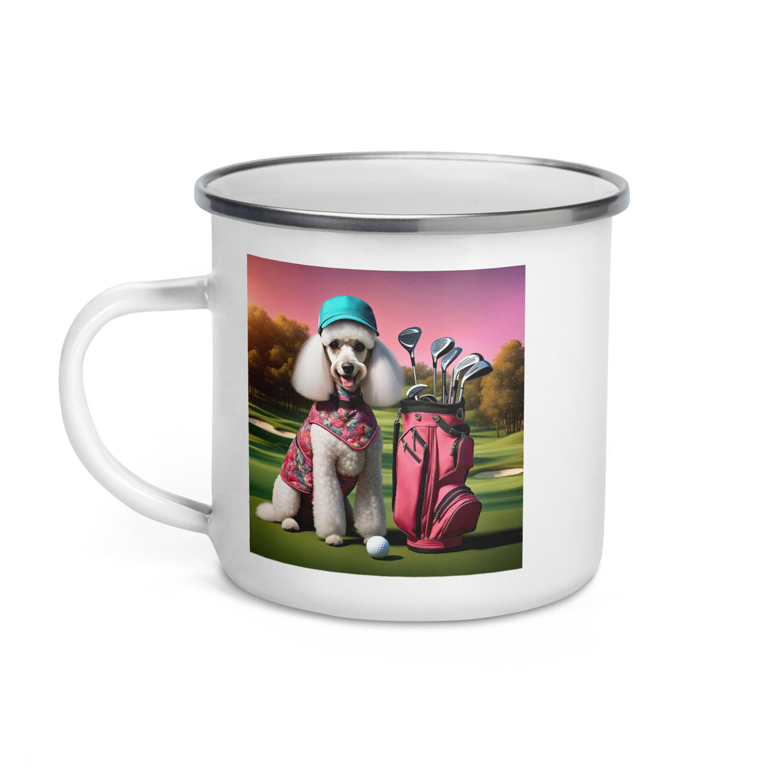 Poodle Golfer- Enamel Mug v2
