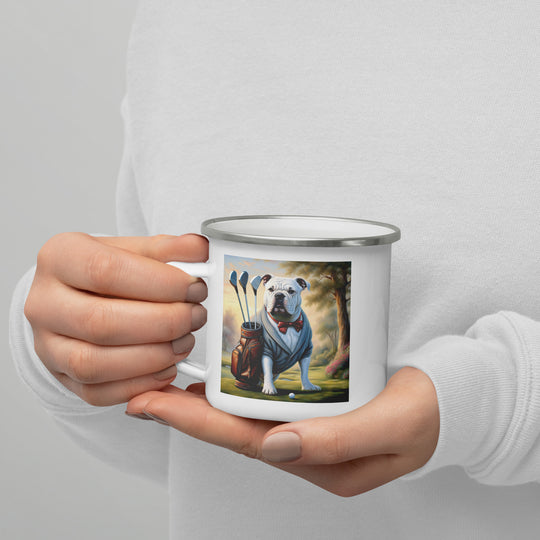 Bulldog Golfer- Enamel Mug v4