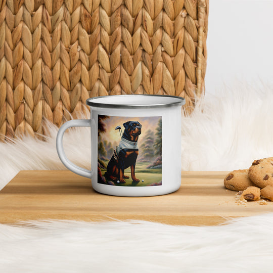 Rottweiler Golfer- Enamel Mug v3