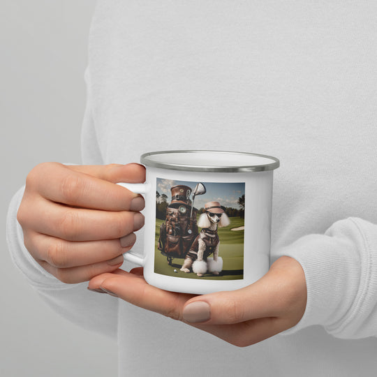 Poodle Golfer- Enamel Mug v6