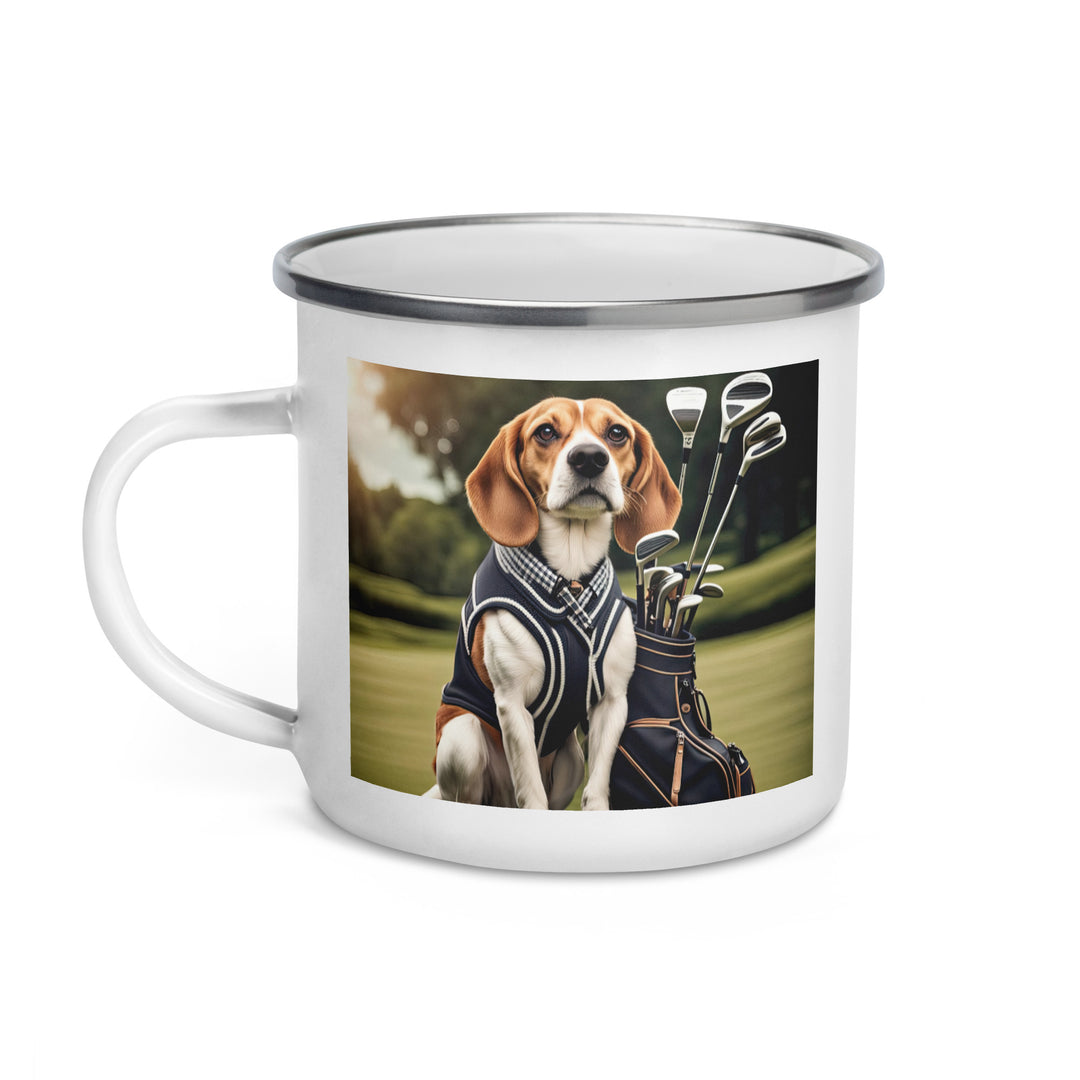 Beagle Golfer- Enamel Mug