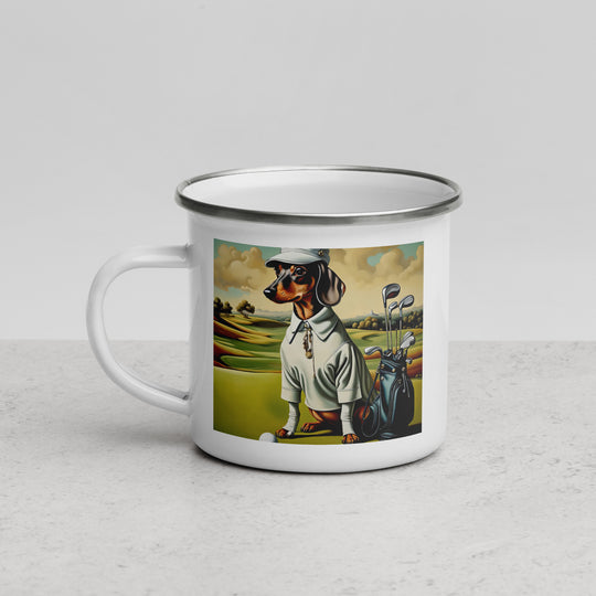 Dachshund Golfer- Enamel Mug v3