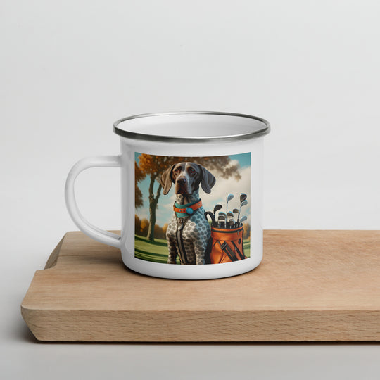 German Shorthaired Pointer Golfer- Enamel Mug