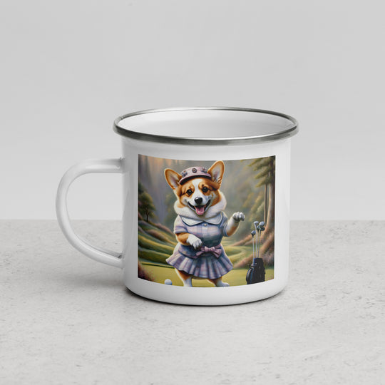 Pembroke Welsh Corgi Golfer- Enamel Mug v2