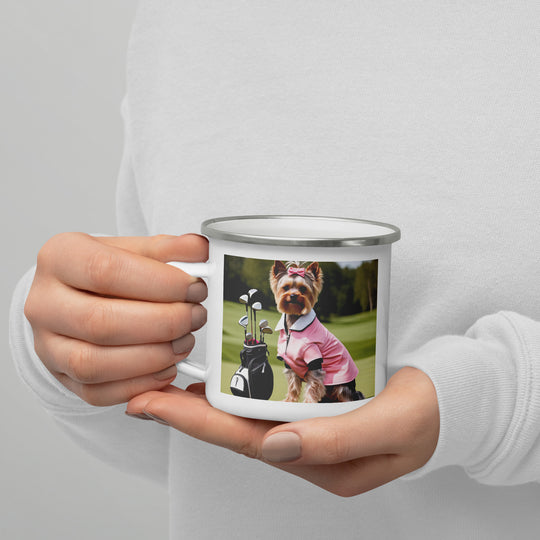 Yorkshire Terrier Golfer- Enamel Mug v2