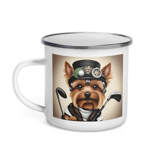 Yorkshire Terrier Golfer- Enamel Mug v3