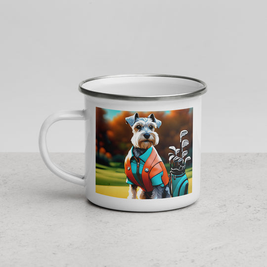 Miniature Schnauzer Golfer- Enamel Mug v2