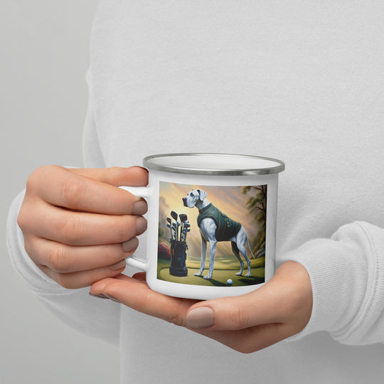 Great Dane Golfer- Enamel Mug v3