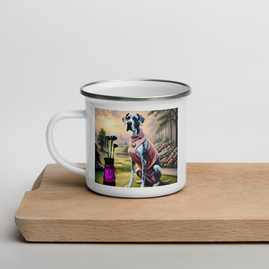 Great Dane Golfer- Enamel Mug v4