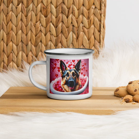 German Shepherd Romantic- Enamel Mug v2