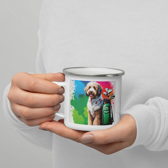 Bernedoodle Golfer- Enamel Mug v3