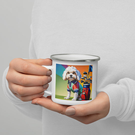 Cavachon Golfer- Enamel Mug v2