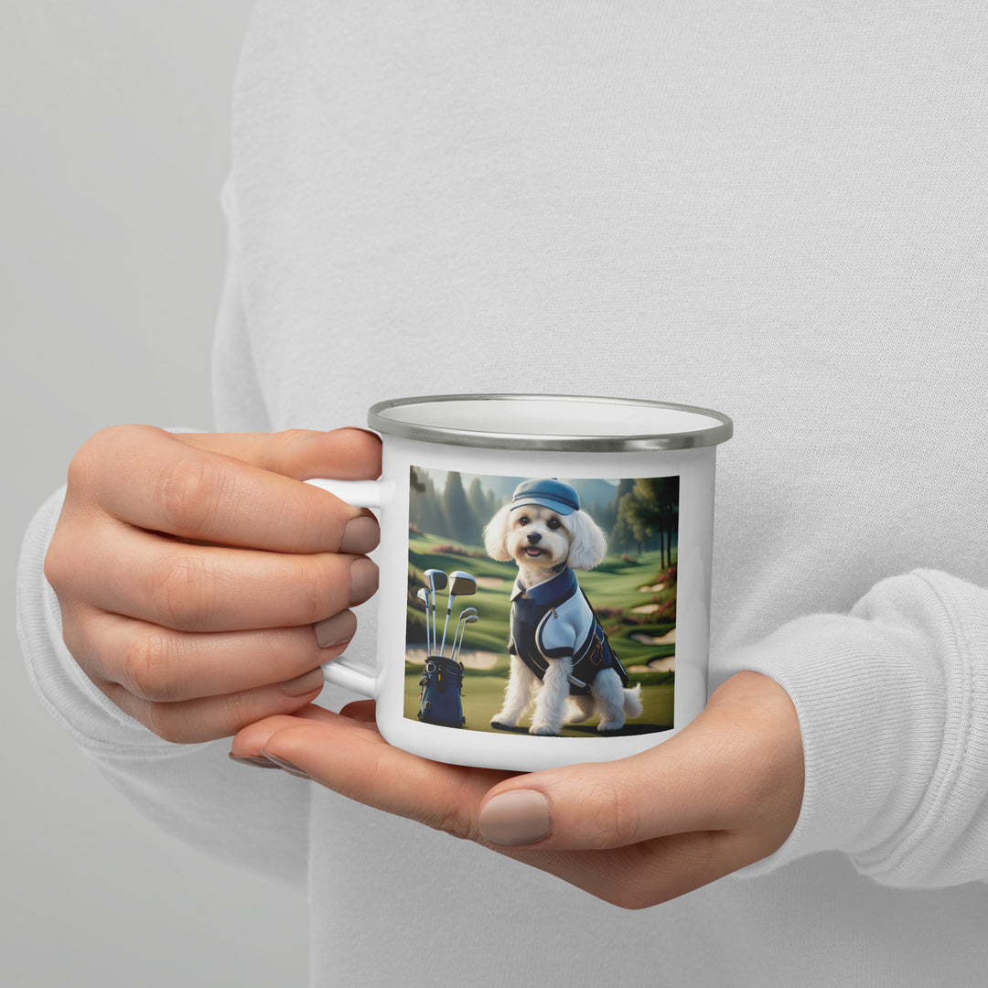 Cavachon Golfer- Enamel Mug v4