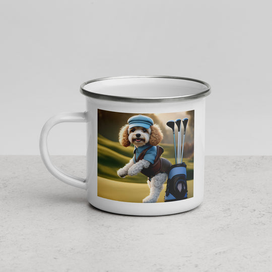 Cavapoo Golfer- Enamel Mug v2