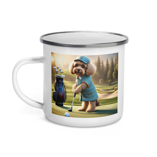Cavapoo Golfer- Enamel Mug v5