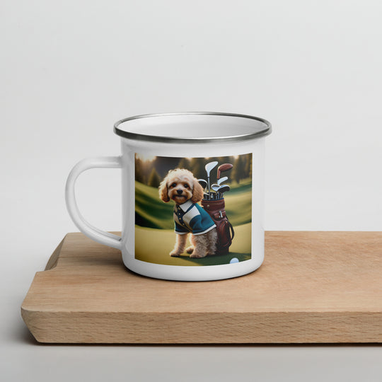 Cavapoo Golfer- Enamel Mug v8