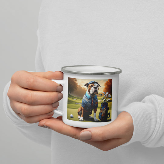 Catahoula Bulldog Golfer- Enamel Mug v2