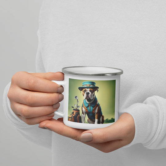 Catahoula Bulldog Golfer- Enamel Mug v3