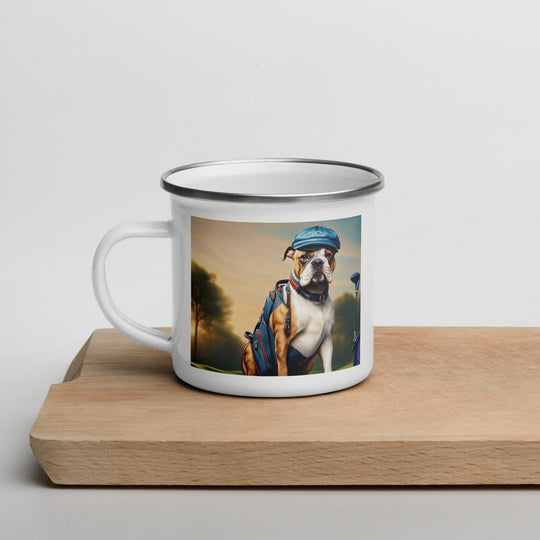 Catahoula Bulldog Golfer- Enamel Mug v4