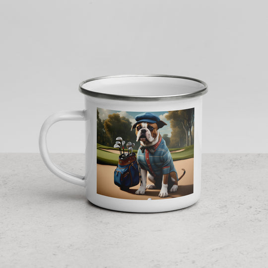 Catahoula Bulldog Golfer- Enamel Mug v7