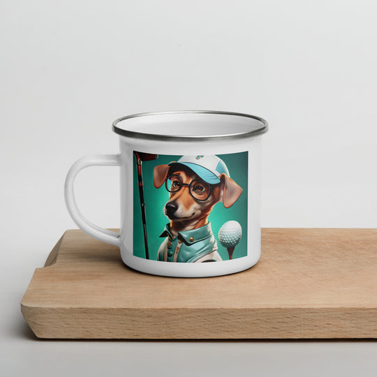 Chiweenie Golfer- Enamel Mug v5