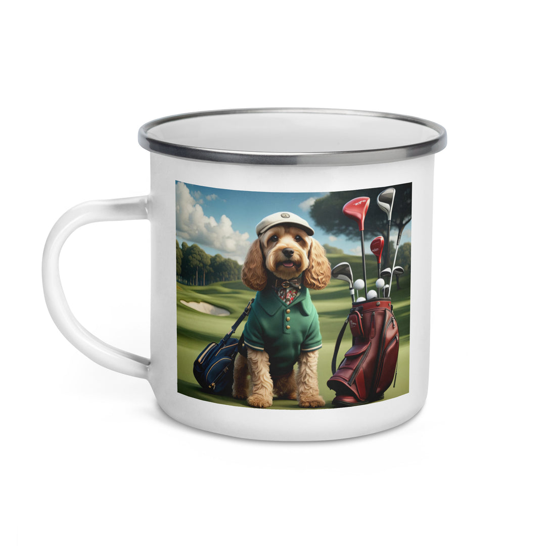 Cockapoo Golfer- Enamel Mug