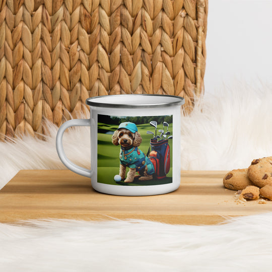 Cockapoo Golfer- Enamel Mug v5