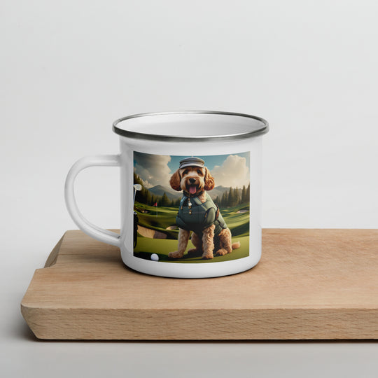 Cockapoo Golfer- Enamel Mug v7