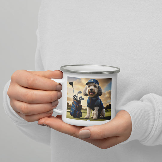 Cockapoo Golfer- Enamel Mug v8