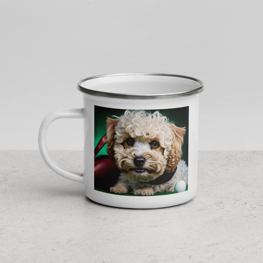 Maltipoo Golfer- Enamel Mug v3