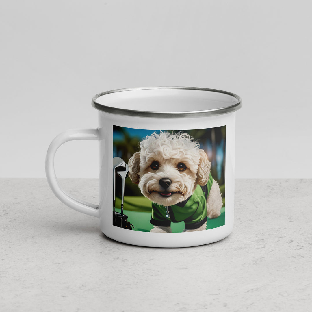 Maltipoo Golfer- Enamel Mug v5