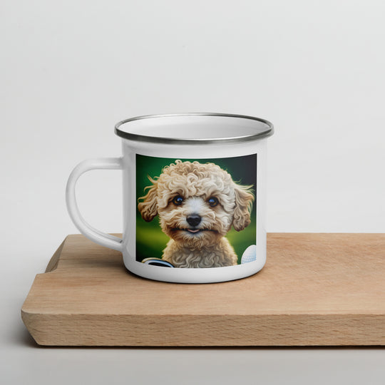 Maltipoo Golfer- Enamel Mug v6