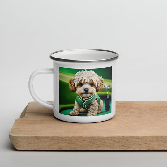 Maltipoo Golfer- Enamel Mug v7