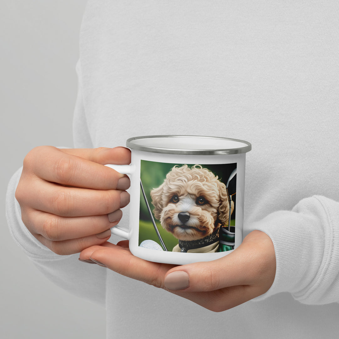 Maltipoo Golfer- Enamel Mug v8