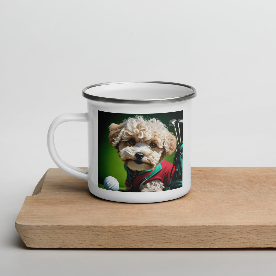 Maltipoo Golfer- Enamel Mug v9