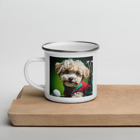 Maltipoo Golfer- Enamel Mug v9