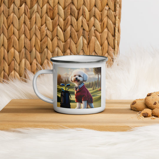 Maltipoo Golfer- Enamel Mug v10