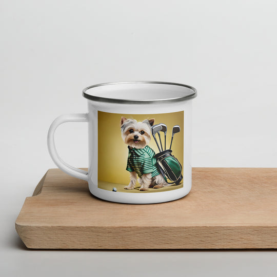 Morkie Golfer- Enamel Mug