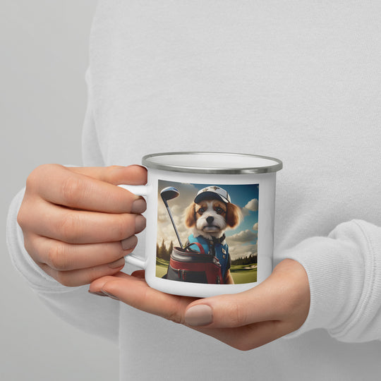 Pekapoo Golfer- Enamel Mug v4