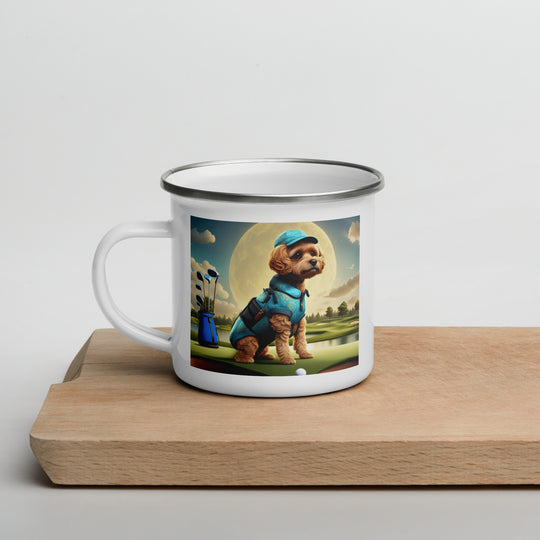 Pekapoo Golfer- Enamel Mug v9