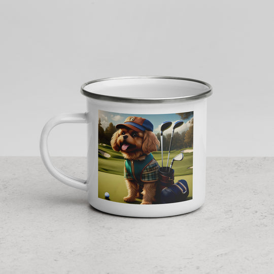 Pekapoo Golfer- Enamel Mug v12