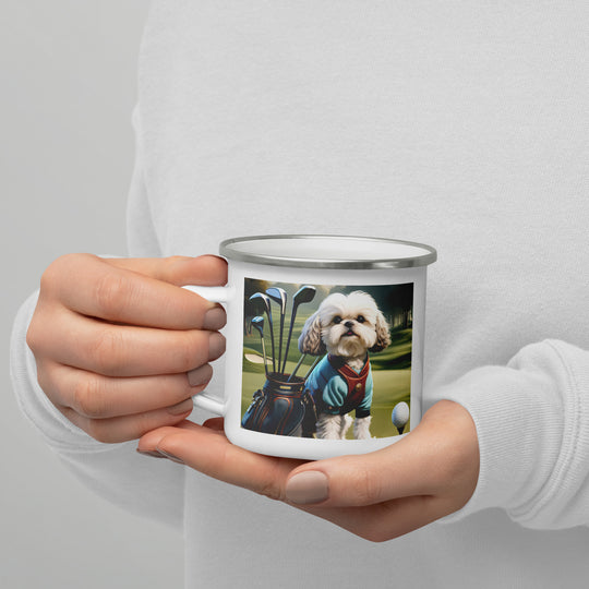 Shih-Poo Golfer- Enamel Mug v2