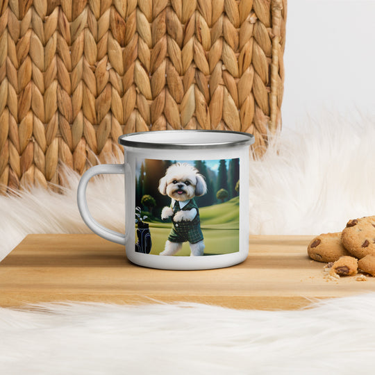 Shih-Poo Golfer- Enamel Mug v3