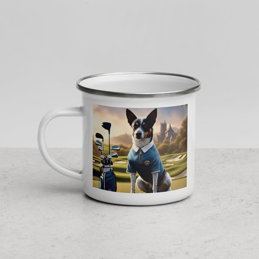 Texas Heeler Golfer- Enamel Mug v3