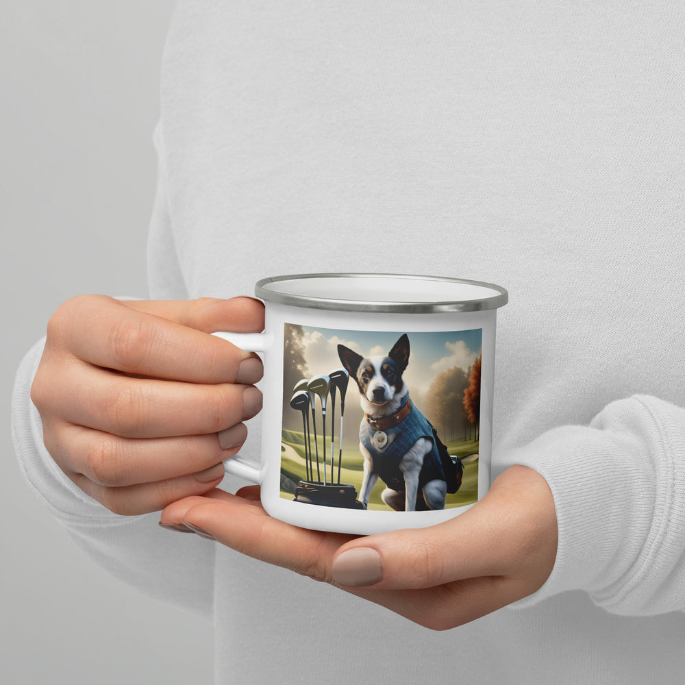 Texas Heeler Golfer- Enamel Mug v5