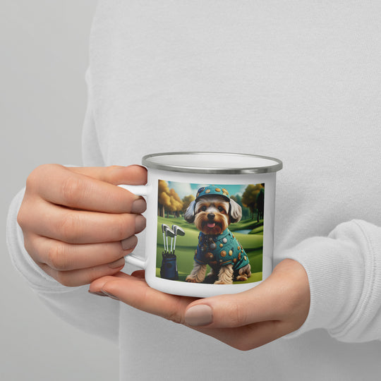 Yorkipoo Golfer- Enamel Mug v3