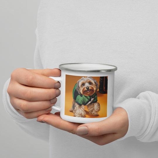 Yorkipoo Golfer- Enamel Mug v11